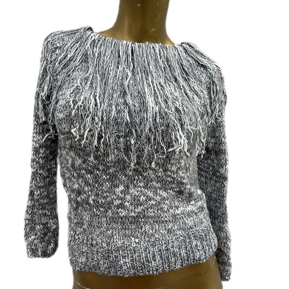 Silk blend Deadstock Vintage Bonnie & Bill NY woven crochet sweater w/ fringe